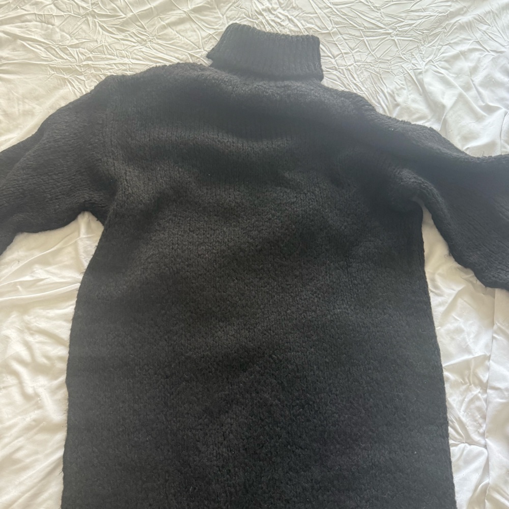 Cozy Black Turtleneck Sweater Dress